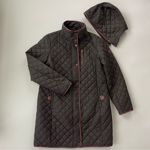 Lauren Ralph Lauren Quilted Loden Car Length Coat Sz M - Picture 1 of 15